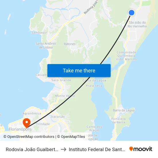 Rodovia João Gualberto Soares to Instituto Federal De Santa Catarina map