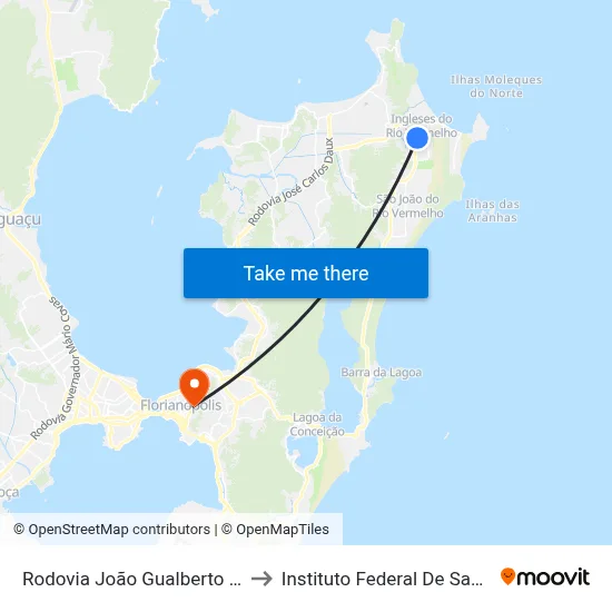 Rodovia João Gualberto Soares, 789 to Instituto Federal De Santa Catarina map