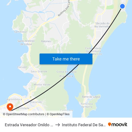 Estrada Vereador Onildo Lemos, 1999 to Instituto Federal De Santa Catarina map