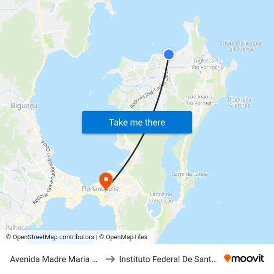 Avenida Madre Maria Vilac, 620 to Instituto Federal De Santa Catarina map