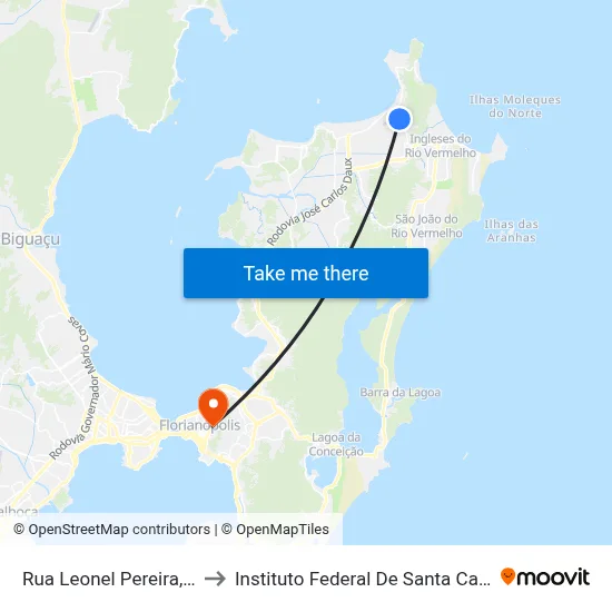 Rua Leonel Pereira, 930 to Instituto Federal De Santa Catarina map