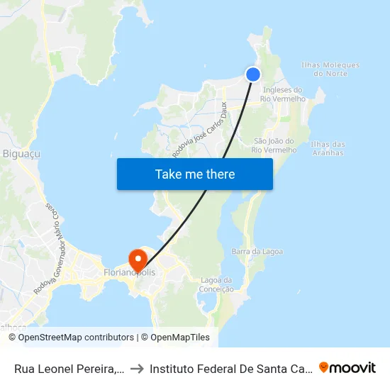Rua Leonel Pereira, 330 to Instituto Federal De Santa Catarina map