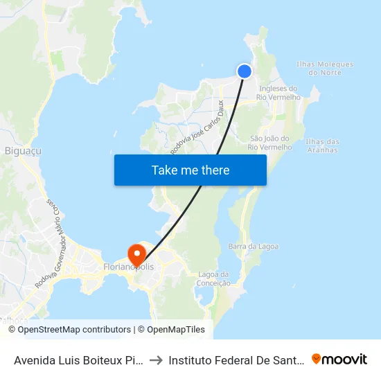 Avenida Luis Boiteux Piaza, 2761 to Instituto Federal De Santa Catarina map