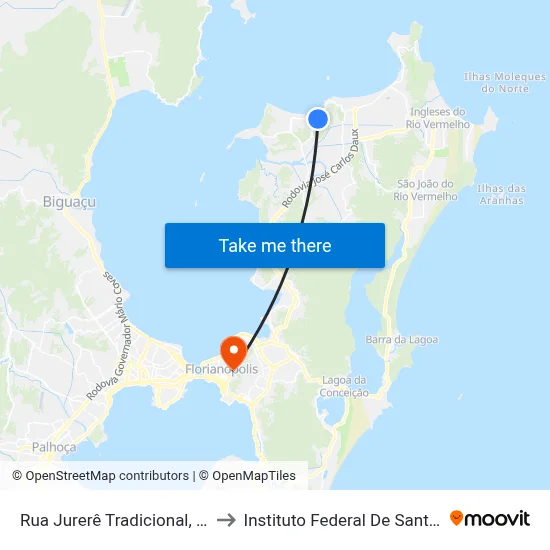 Rua Jurerê Tradicional, 103 (014) to Instituto Federal De Santa Catarina map