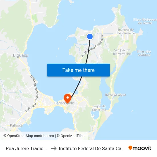 Rua Jurerê Tradicional to Instituto Federal De Santa Catarina map