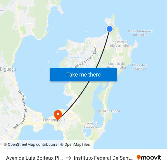 Avenida Luis Boiteux Piaza, 4413 to Instituto Federal De Santa Catarina map