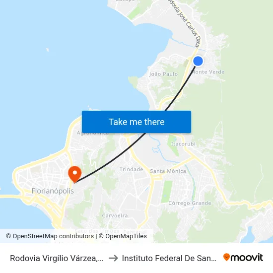 Rodovia Virgílio Várzea, 311 (021) to Instituto Federal De Santa Catarina map