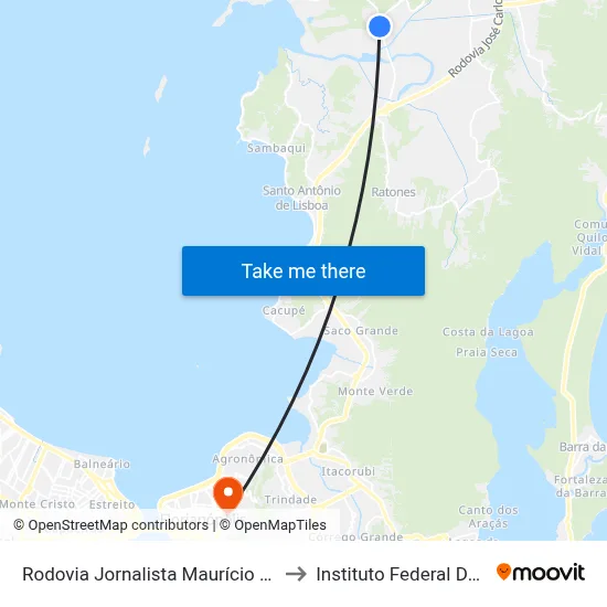 Rodovia Jornalista Maurício Sirotski Sobrinho, 2501 to Instituto Federal De Santa Catarina map