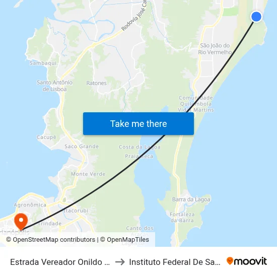 Estrada Vereador Onildo Lemos, 2505 to Instituto Federal De Santa Catarina map