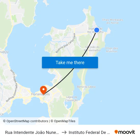 Rua Intendente João Nunes Vieira 1346346 to Instituto Federal De Santa Catarina map