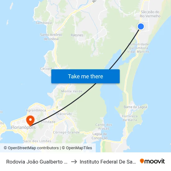 Rodovia João Gualberto Soares, 7145 to Instituto Federal De Santa Catarina map