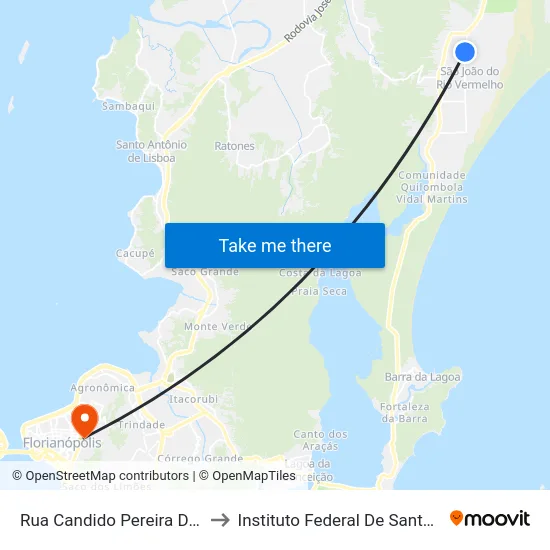 Rua Candido Pereira Dos Anjos to Instituto Federal De Santa Catarina map