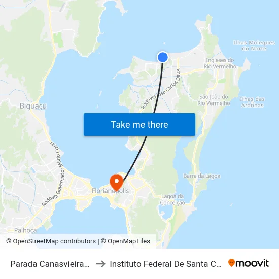 Parada Canasvieiras 020 to Instituto Federal De Santa Catarina map