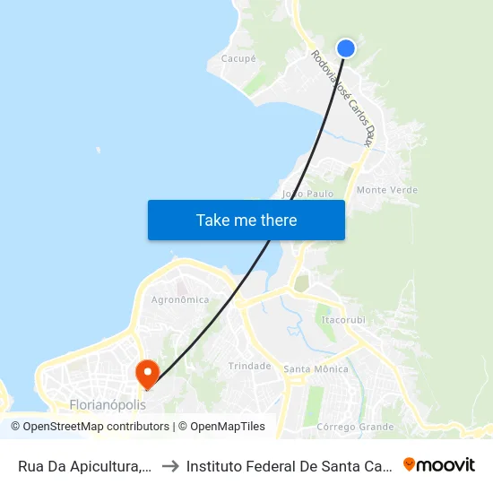 Rua Da Apicultura, 139 to Instituto Federal De Santa Catarina map