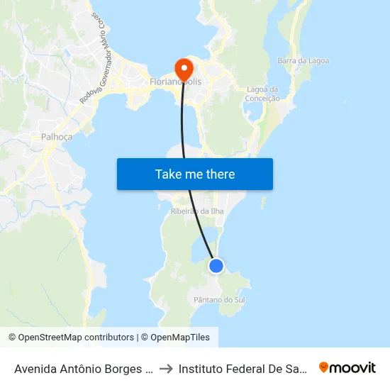 Avenida Antônio Borges Dos Santos to Instituto Federal De Santa Catarina map