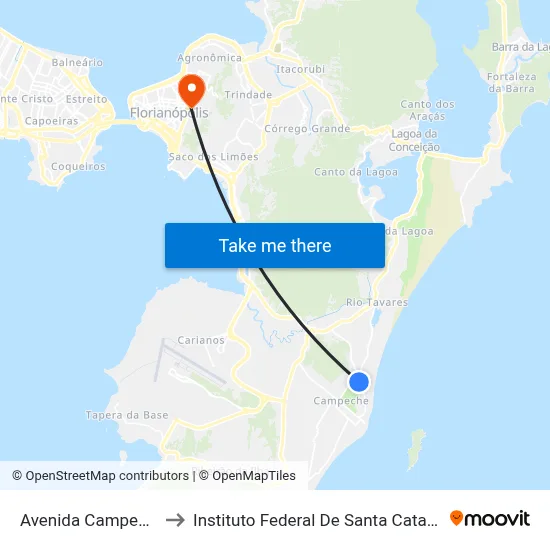Avenida Campeche to Instituto Federal De Santa Catarina map