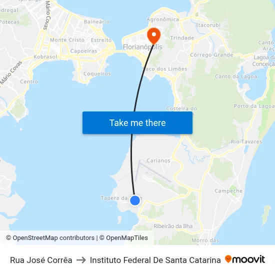 Rua José Corrêa to Instituto Federal De Santa Catarina map
