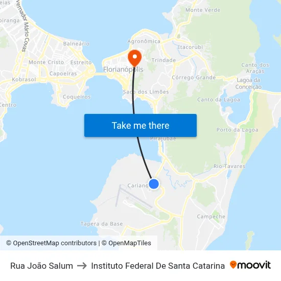 Rua João Salum to Instituto Federal De Santa Catarina map