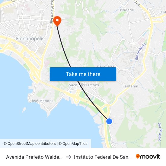 Avenida Prefeito Waldemar Vieira to Instituto Federal De Santa Catarina map
