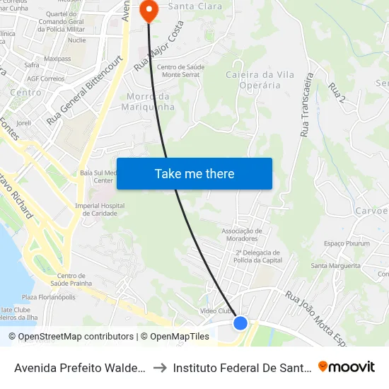 Avenida Prefeito Waldemar Vieira to Instituto Federal De Santa Catarina map