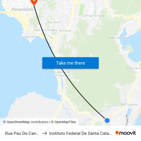Rua Pau De Canela to Instituto Federal De Santa Catarina map