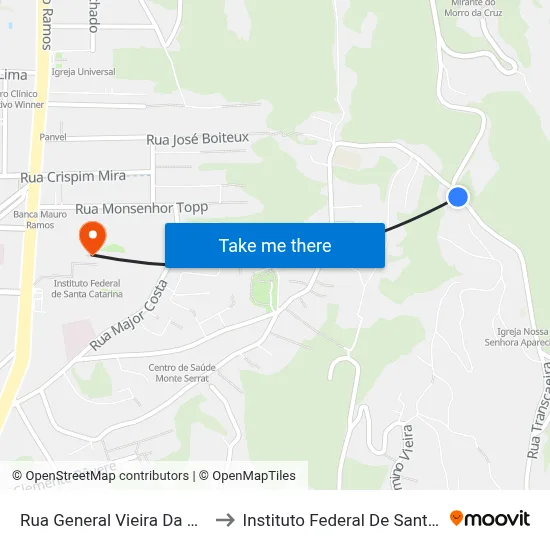 Rua General Vieira Da Rosa,1037 to Instituto Federal De Santa Catarina map