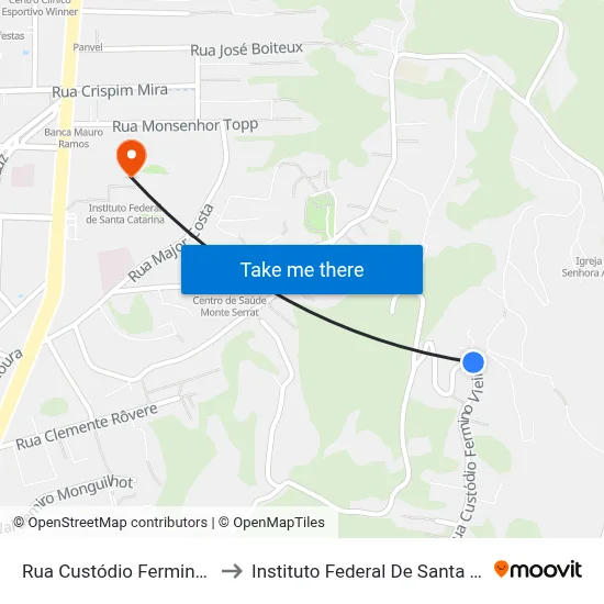 Rua Custódio Fermino Vieira to Instituto Federal De Santa Catarina map