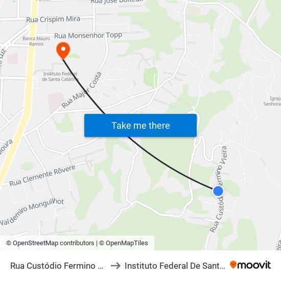 Rua Custódio Fermino Vieira, 705 to Instituto Federal De Santa Catarina map