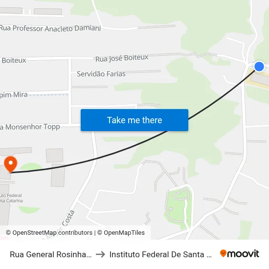 Rua General Rosinha, 1050 to Instituto Federal De Santa Catarina map
