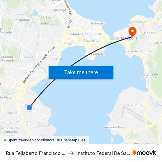 Rua Felisberto Francisco Cardoso, 105 to Instituto Federal De Santa Catarina map