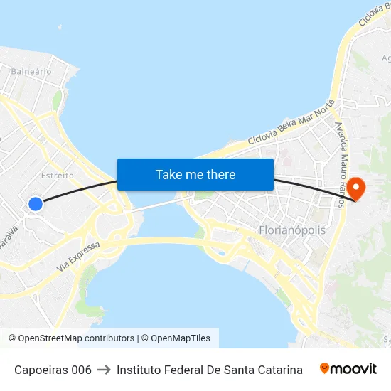 Capoeiras 006 to Instituto Federal De Santa Catarina map