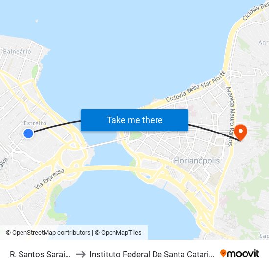 R. Santos Saraiva to Instituto Federal De Santa Catarina map