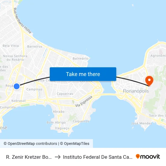 R. Zenir Kretzer Borges to Instituto Federal De Santa Catarina map