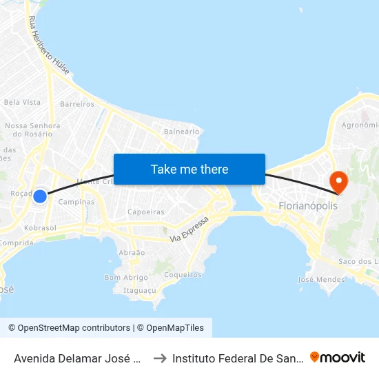 Avenida Delamar José Da Silva 269 to Instituto Federal De Santa Catarina map