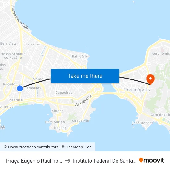 Praça Eugênio Raulino Koerich to Instituto Federal De Santa Catarina map