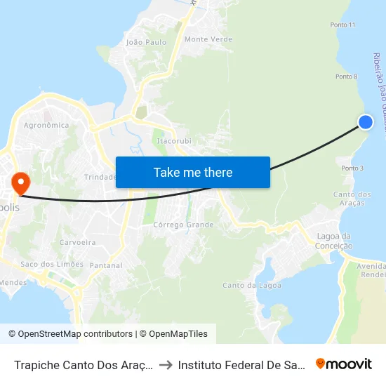 Trapiche Canto Dos Araçás - Ponto 3 to Instituto Federal De Santa Catarina map