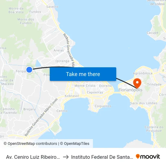 Av. Ceniro Luiz Ribeiro Martins to Instituto Federal De Santa Catarina map