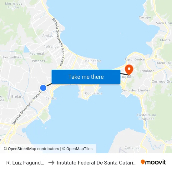 Rua Luiz Fagundes 980 to Instituto Federal De Santa Catarina map