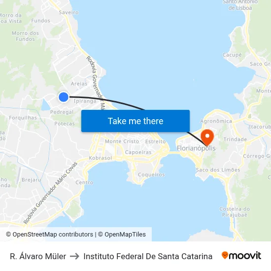 R. Álvaro Müler to Instituto Federal De Santa Catarina map