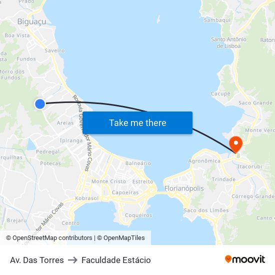 Av. Das Torres to Faculdade Estácio map