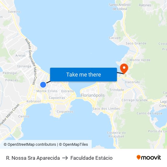 R. Nossa Sra Aparecida to Faculdade Estácio map