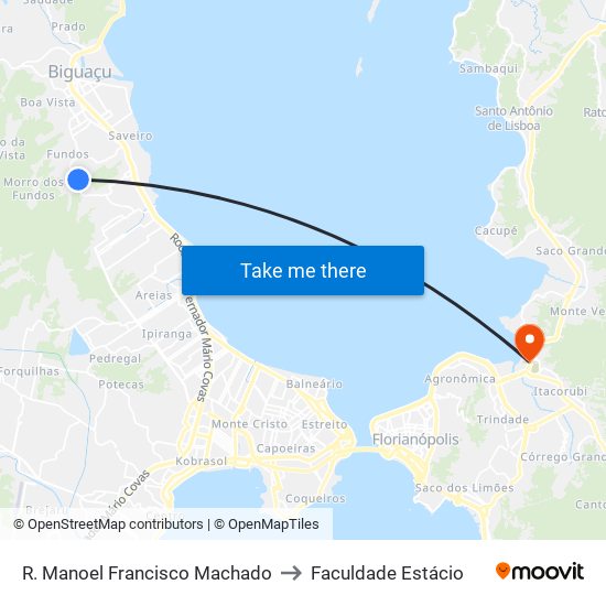 R. Manoel Francisco Machado to Faculdade Estácio map