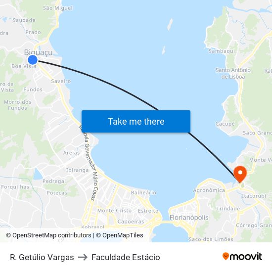 R. Getúlio Vargas to Faculdade Estácio map