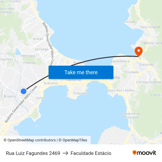 Rua Luiz Fagundes 2469 to Faculdade Estácio map