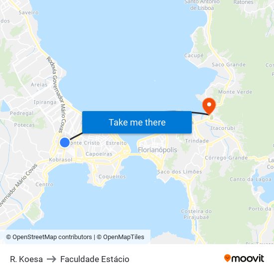 R. Koesa to Faculdade Estácio map