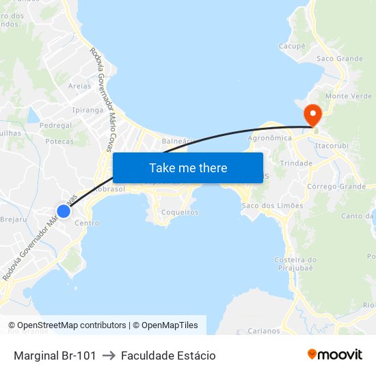 Marginal Br-101 to Faculdade Estácio map