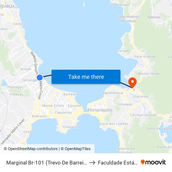 Marginal Br-101 (Trevo De Barreiros) to Faculdade Estácio map