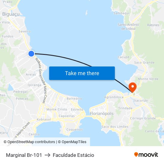 Marginal Br-101 to Faculdade Estácio map