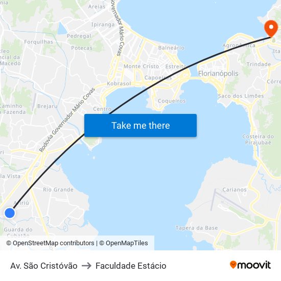 Av. São Cristóvão to Faculdade Estácio map
