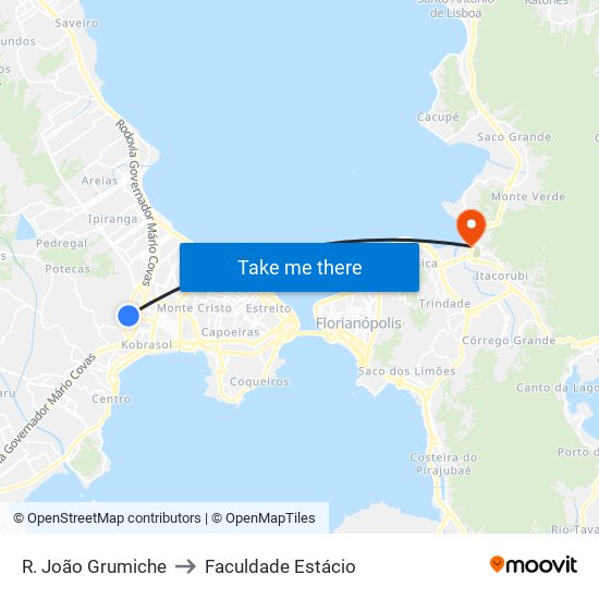 R. João Grumiche to Faculdade Estácio map